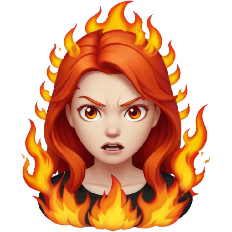 burning angry bodybuilder red haired woman emoji