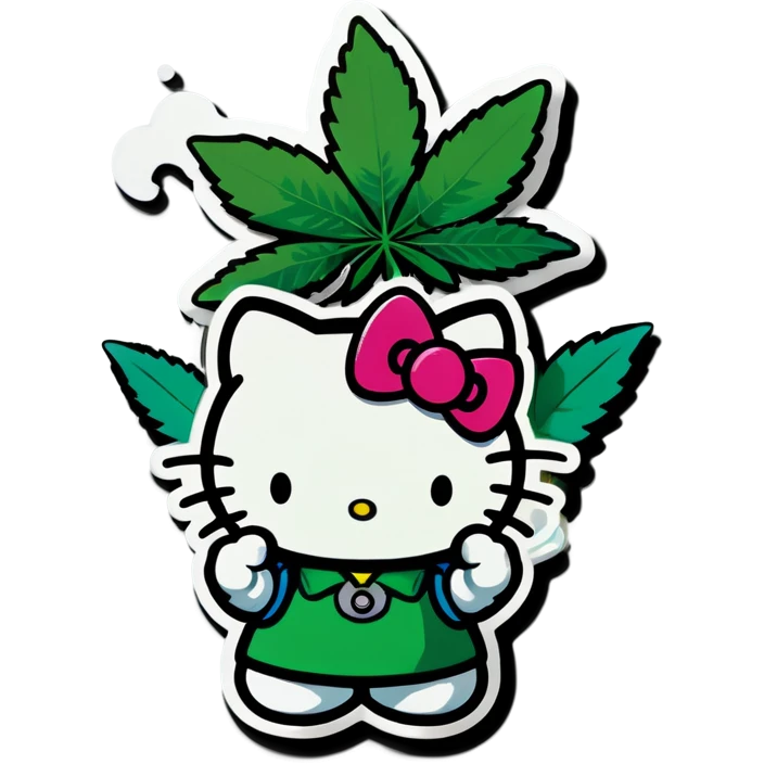 hello kitty smoking weed  emoji