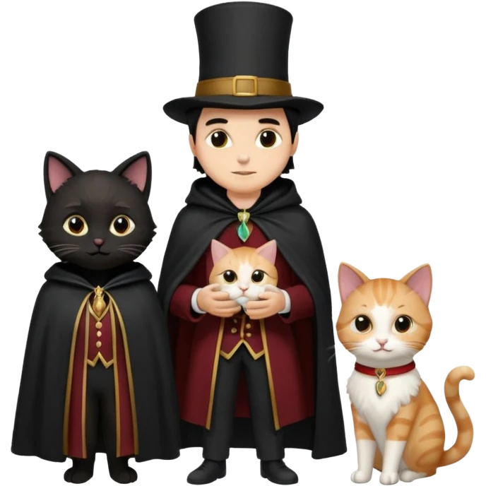 magician couple and their pet cat emoji