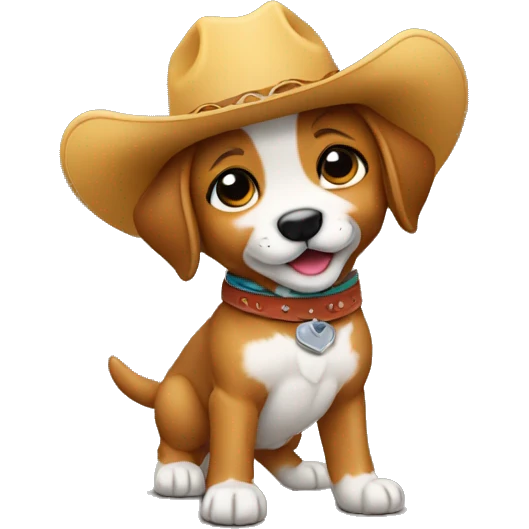 puppy with cowboy hat dancing emoji