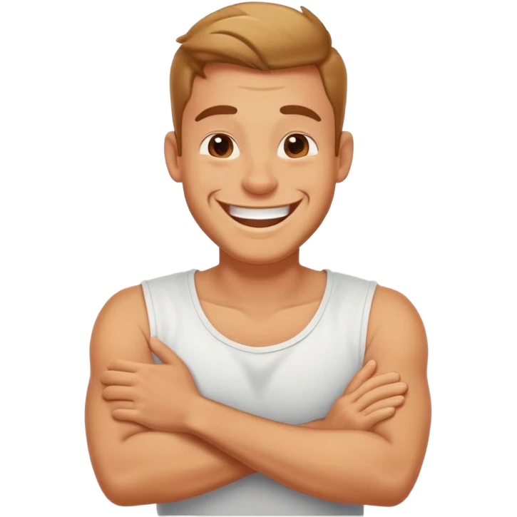 Arms crossed holding neck laughing guy emoji