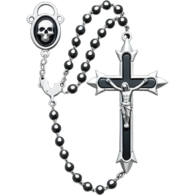 Gothic rosary with spikes instead of beads, dark iOS emoji style emoji