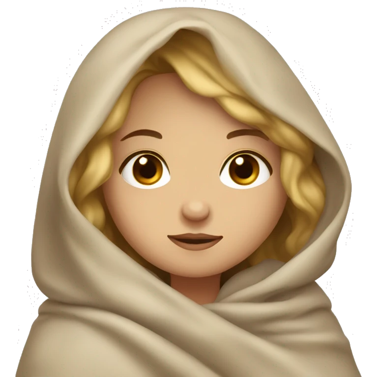 Cute dark blonde girl with brown eyes cuddling in a blanket emoji