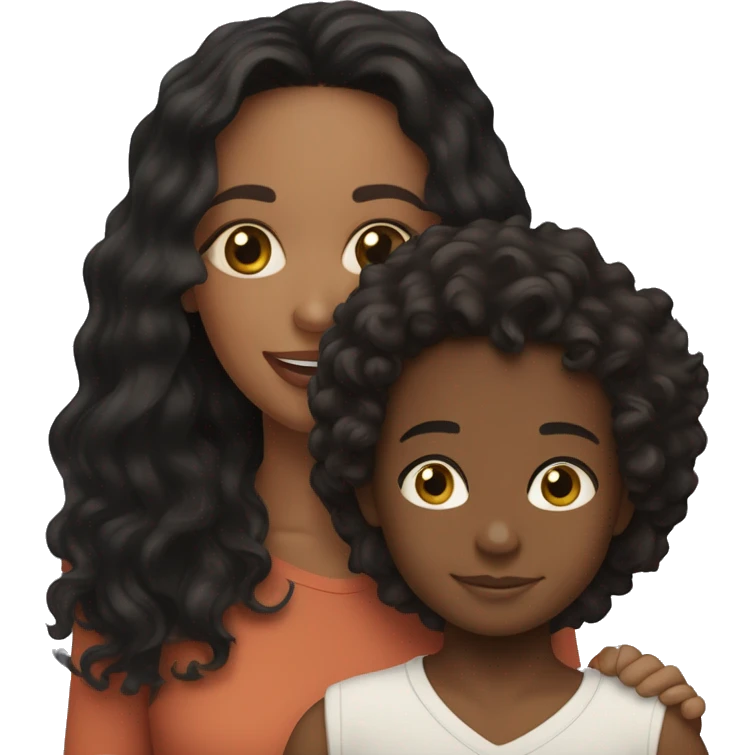 me with my 4-year-old son. I’m a Colombian woman with long wavy black hair and hazel eyes. My son, mixed French, Congolese, and Colombian, has slightly darker skin, curly hair on top, short sides, and black eyes.” emoji