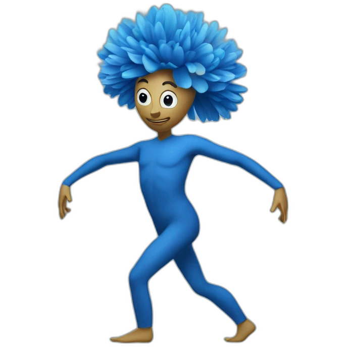 flower head blue body two arms two legs dancing emoji
