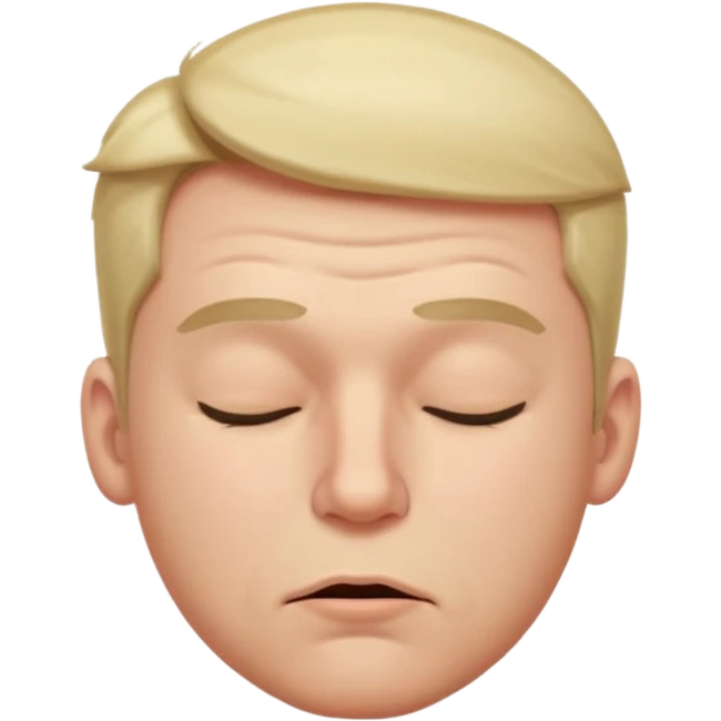 A male squinting his eyes closed but the mouth is whistling emoji