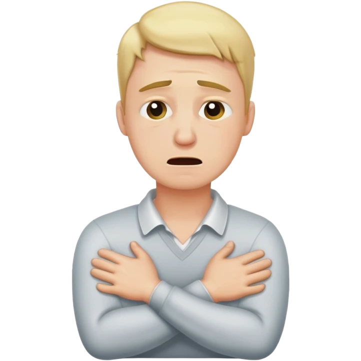  Arms crossed holding neck crying guy emoji