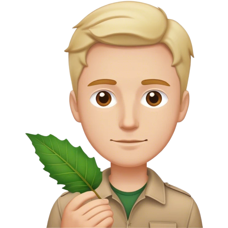 white man with leaf in hand emoji