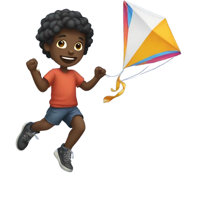 black kid flying kite emoji