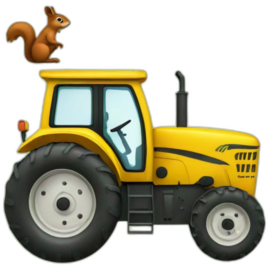 A tractor with a squirrel in it emoji