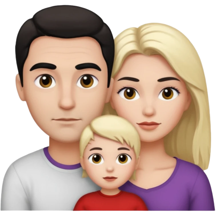 مرد و زنی چشم و ابرو و موی مشکی که عاشق هم هستن و یک بچه دارند  emoji
