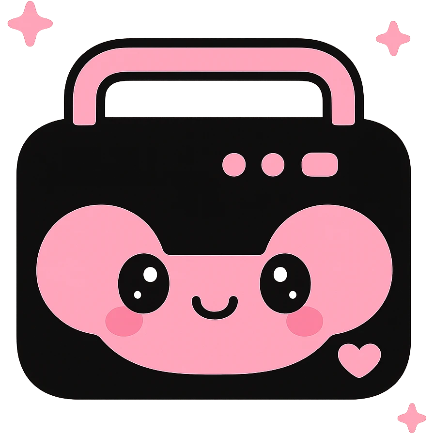 BLACKPINK-inspired object, black and pink colors, cute and charming design, Kawaii style emoji