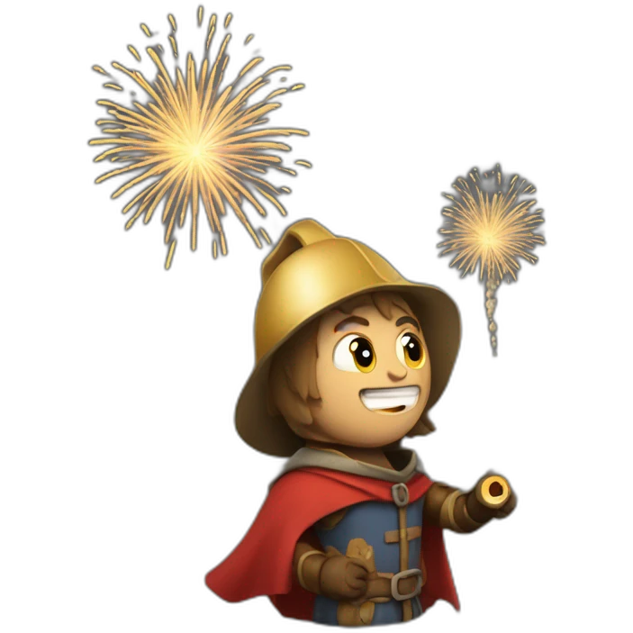 medieval Pyrotechnician seeing some fireworks go off in front of him emoji