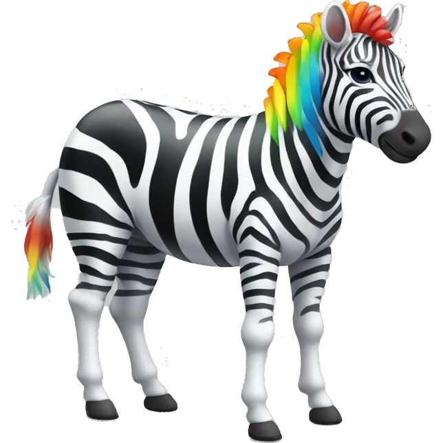 white zebra with rainbow stripes full body emoji