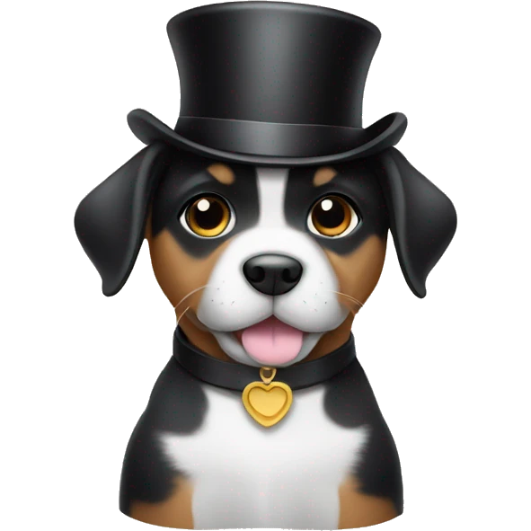 puppy wearing a top hat emoji