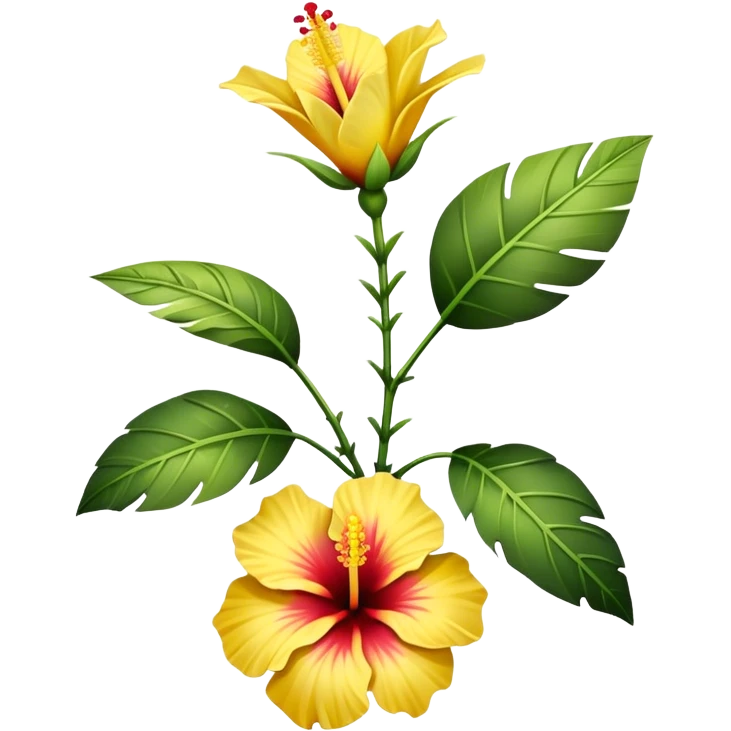single yellow Hawaiian hibiscus, straight stem emoji