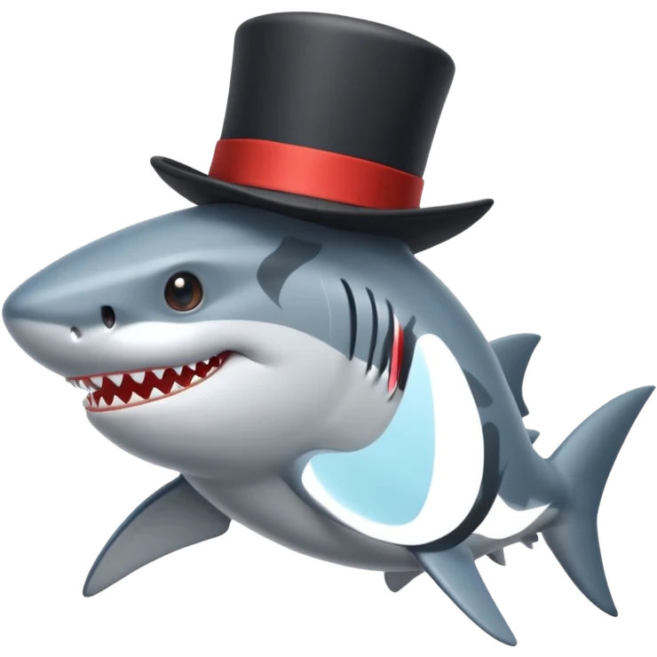Shark with a top hat emoji