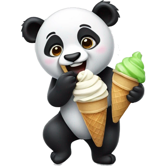 Panda eating ice cream emoji