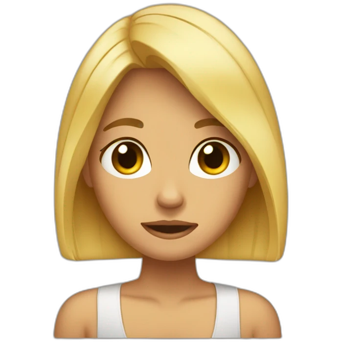tanned blonde girl with bobbed hair crying emoji