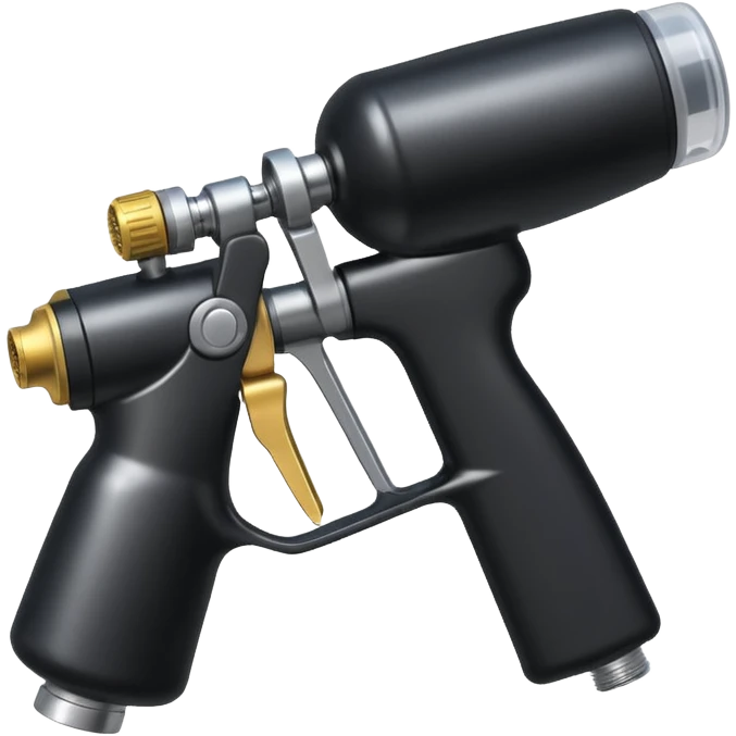 black and metal spray gun with clear attached emoji