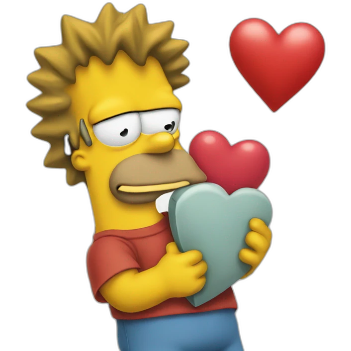 bart simpson holding a heart emoji
