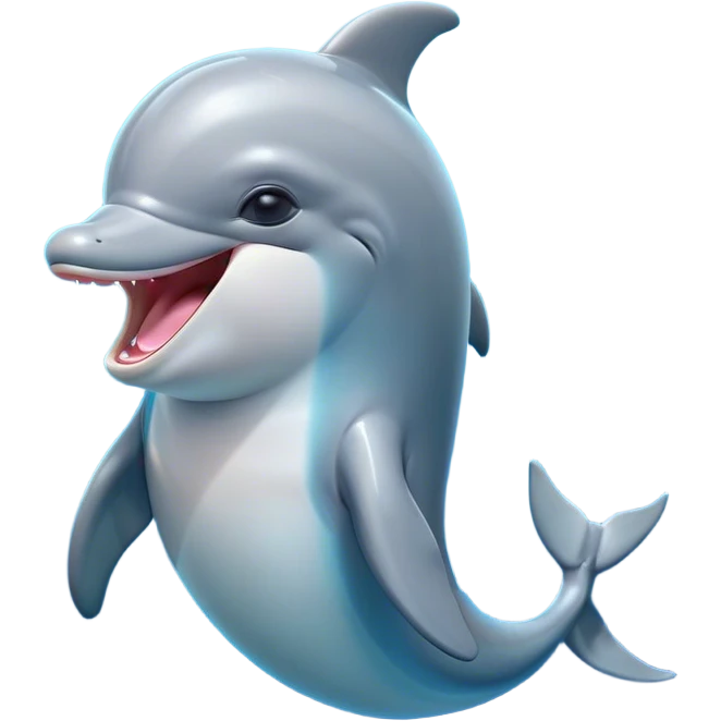 Cinematic Cute Yawning Bottlenose Dolphin Portrait Emoji, Head tilted slightly with a dramatic, wide-open yawn, showcasing a sleek, shiny glossy body with softly curved fins and drowsy, half-closed eyes, Simplified yet irresistibly adorable features, highly detailed, glowing with a soft, cozy aquatic glow, high shine, relaxed yet expressive, stylized with a hint of whimsical marine ease, soft glowing outline, capturing the essence of a drowsy yet affectionate dolphin that appears ready to stretch out and yawn its way out of the screen! emoji