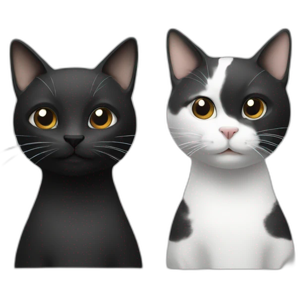 2 cats, 1 black and 1 white emoji