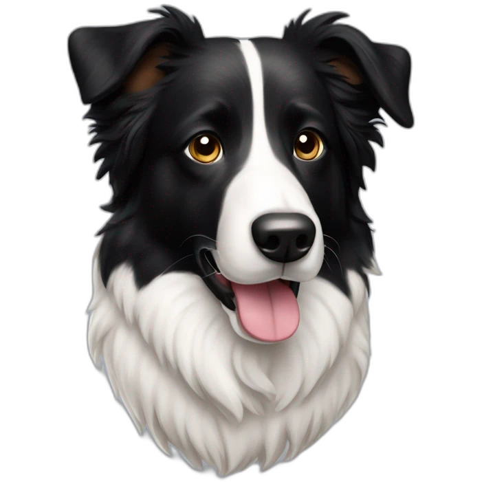 Perro negro tipo border collie solo mancha blanca en pecho  emoji