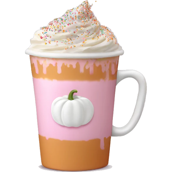 Light pink pumpkin latte with Multicolored Sprinkling emoji