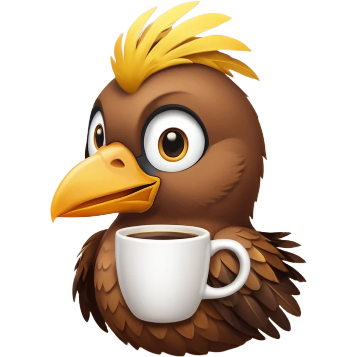 Cute bird with a coffee mug emoji