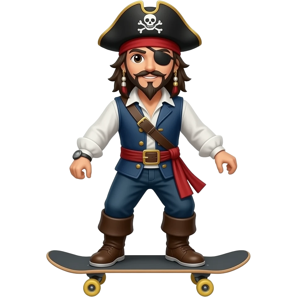 pirate riding a skateboard emoji