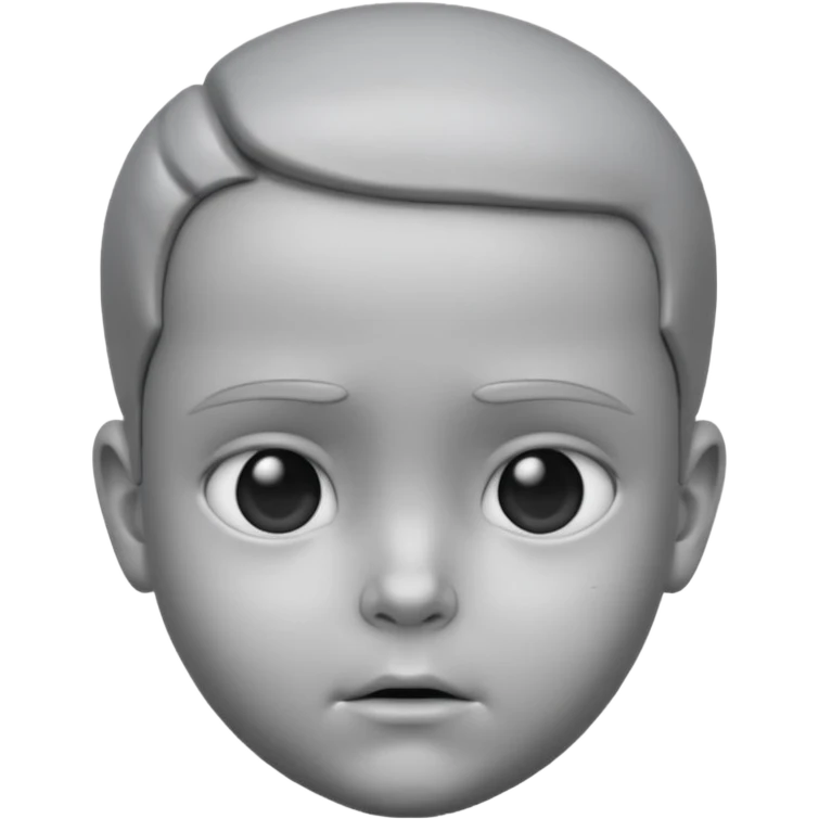 gray metal painted child bust face included emoji