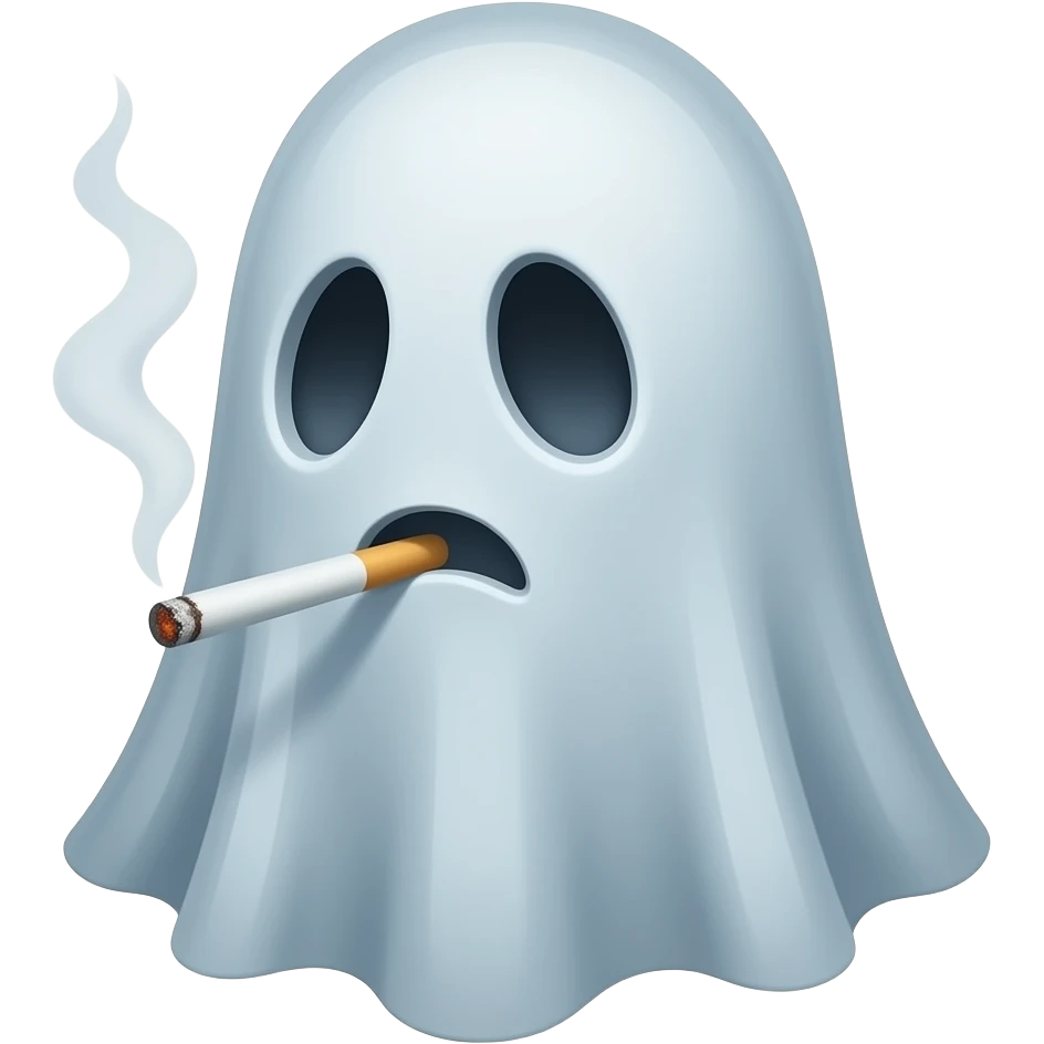 Haunting ghost realistic smoking cigarette . Fantasy emoji