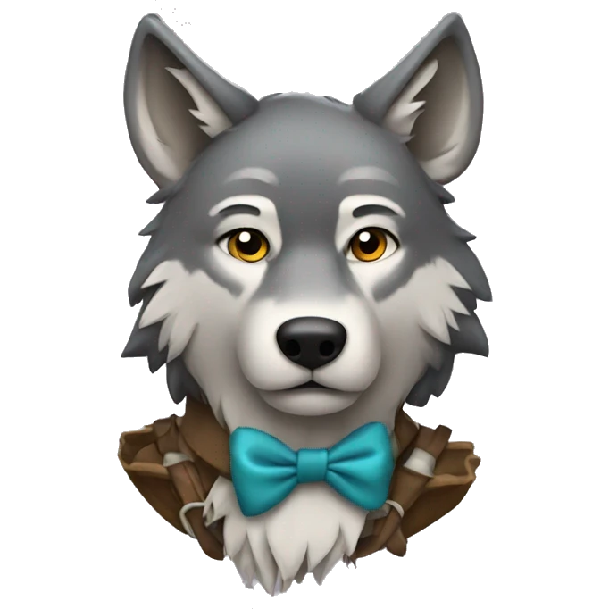 A wolf with a bow emoji