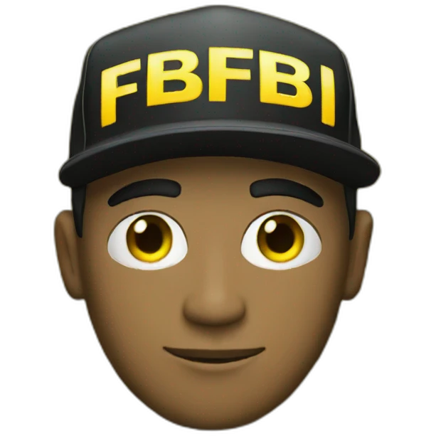 man with yellow "FBI" letters on his cap emoji