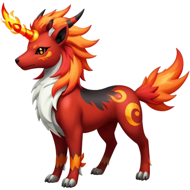 Shiny Exotic Gothic Rapidash-Houndoom-Arcanine-Pokémon-Fakémon-hybrid-creature emoji