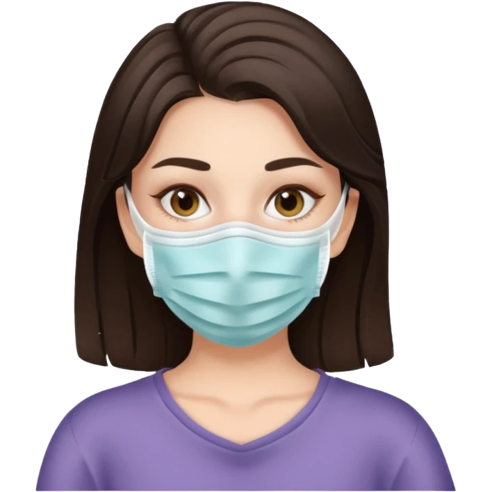 aesthetic brunette girl in face mask emoji