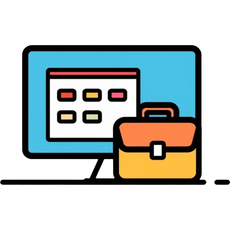 Manager icon with briefcase and organizational chart emoji