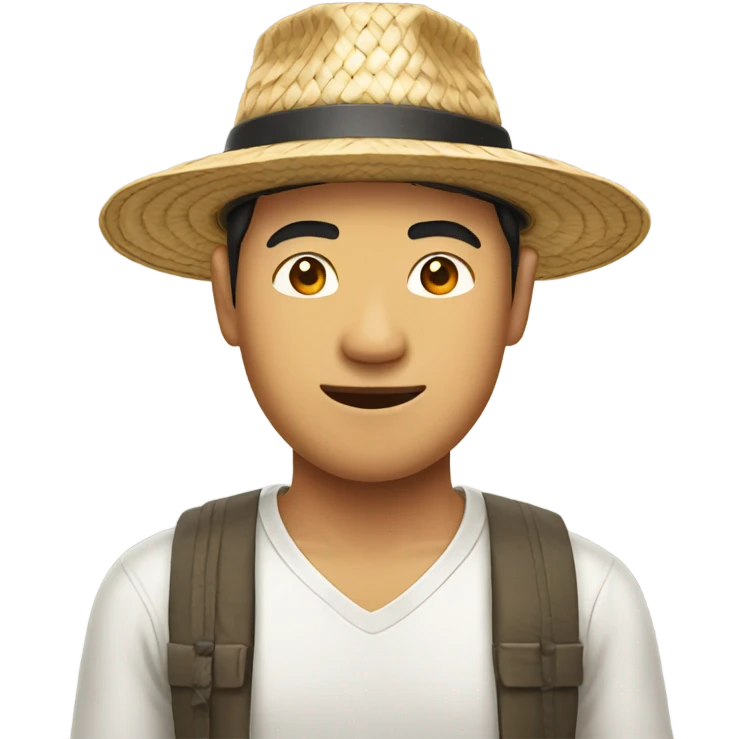 Asian man with straw hat emoji