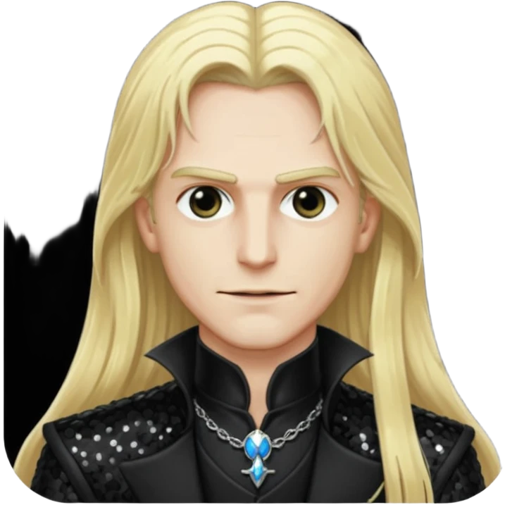 Count Alucard with long blonde hair and black sequin outfit emoji