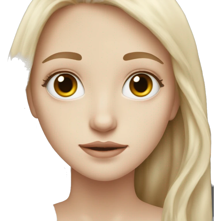 a white skinned slight wavy haired hazel eyes and a Long haired girl  emoji
