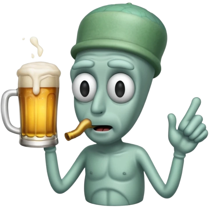 Squidward with a beer emoji