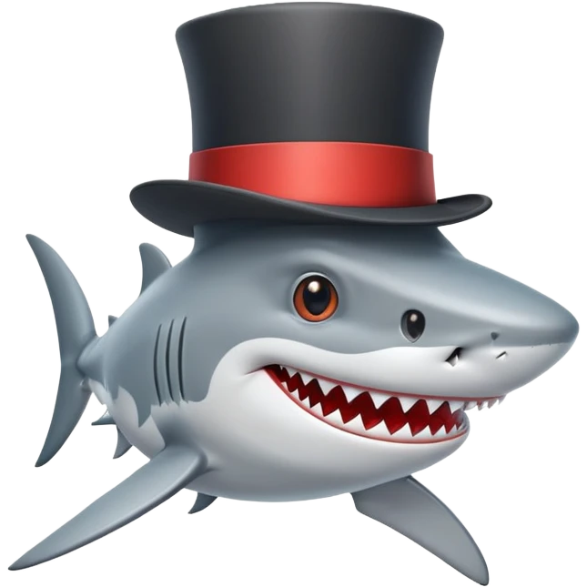 Shark with a top hat emoji