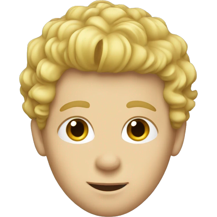 blond guy with taper cut, curly front emoji