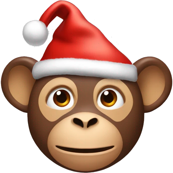 Monkey wearing Christmas hat ￼ emoji