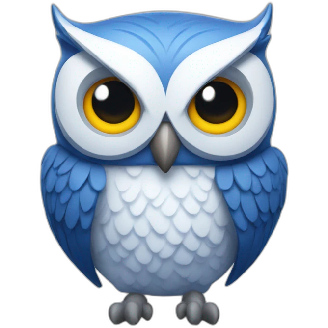 Blue and white owl aggressive emoji