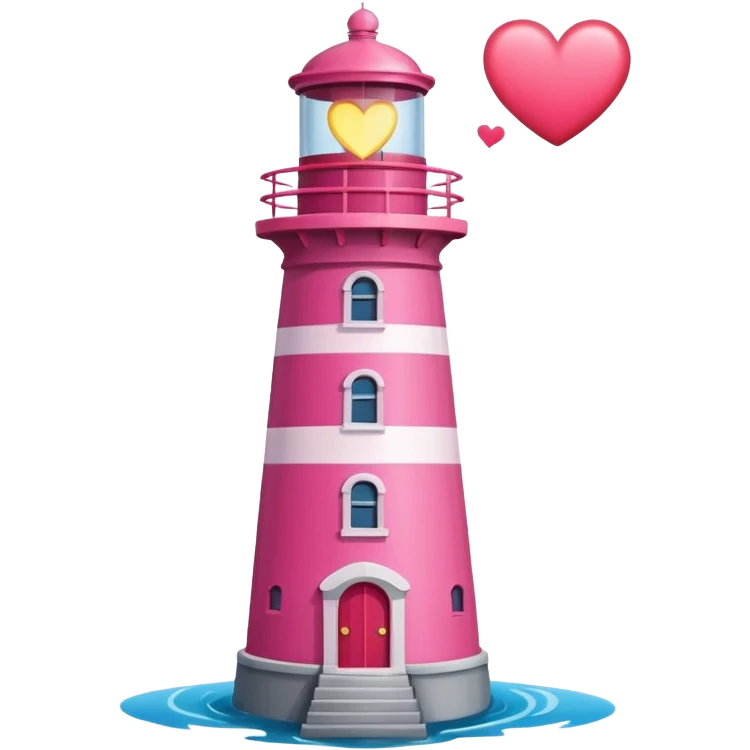 pink lighthouse with heart on it emoji