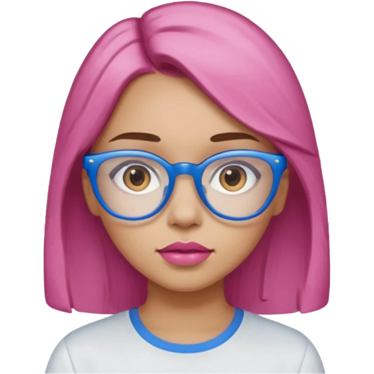 A girl with light skin, brown eyes, blue glasses, pink lips, and ONLY LIGHT BROWN hair. NO PINK!!!
 emoji