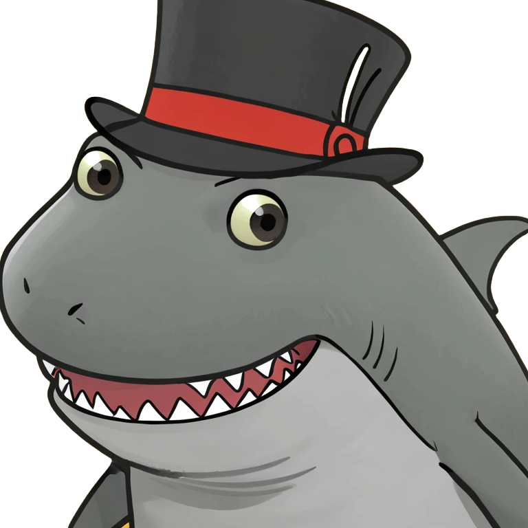 Shark with a top hat emoji