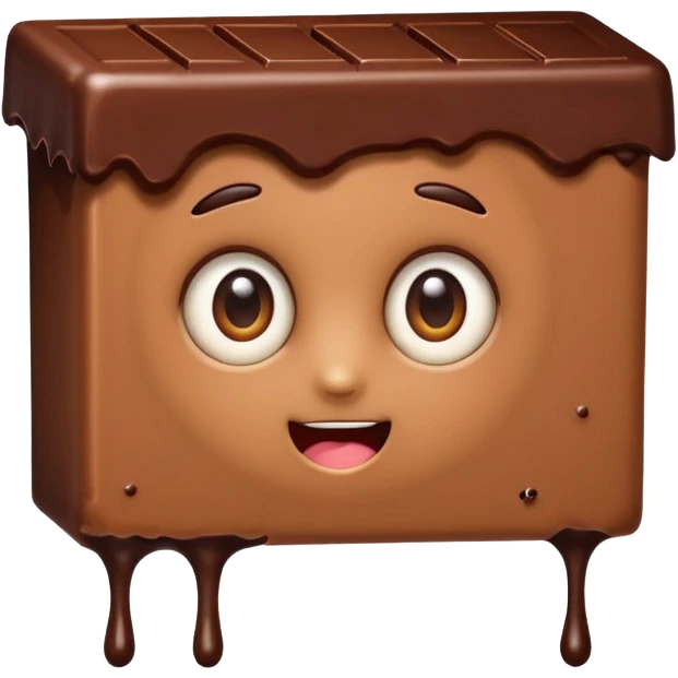 Cartoon chocolate mini pastry peeking from behind tiny wall, suspicious eyes, tiny chocolate smudges, chibi style, Twitch emoji style, transparent background, colorful
 emoji